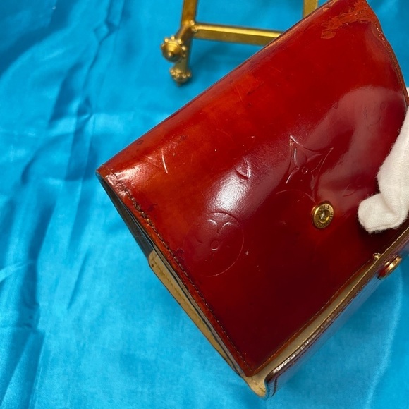 Louis Vuitton Carte de Visite Amber Red Vernis Trifold Women's Wallet EUC - Picture 12 of 13